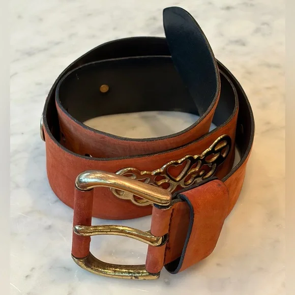 Jil Sander Suede Belt, ornate gold embellishments, suede/gold buckle, S, 26-30 - Picture 9 of 16